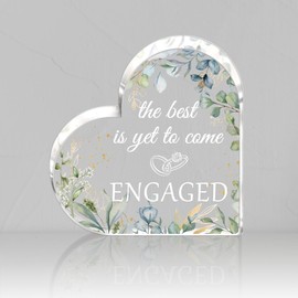 SUPERDANT Heart Shaped Acrylic Plaque Happy Engagement Crystal Ornament Thank You Gifts for Engaged Couples Table Centerpieces Signs and Plaque 10x10x1 cm