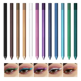 12 Rainbow Colored Eyeliner Pencil Set - Matte, Long-lasting & Waterproof Liners for Christmas and Masquerade Makeup - Smudge-proof Eye Liners