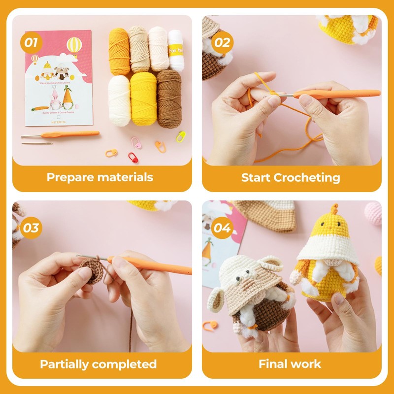 RoseFlower Crochet Kit for Beginners, Crochets Starter Kits with Step-by-Step