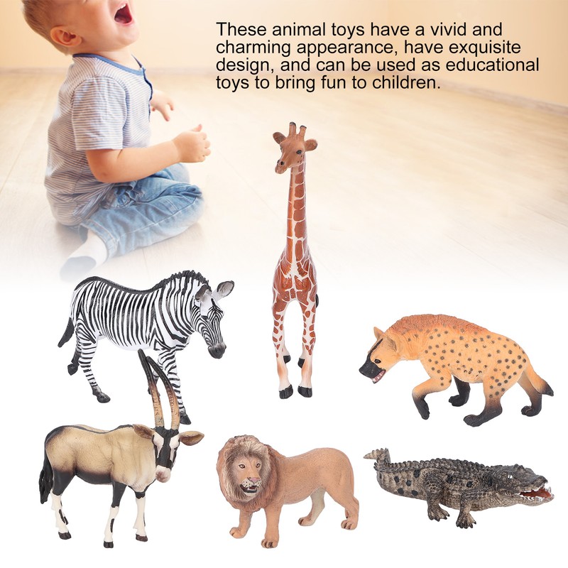 6Pcs Animals Toys Set Simulation Vivid Wild Jungle Zoo Plastic