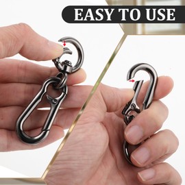 MBAIYO Metal Rotating Snap Hooks Clip, 2Pcs Car Keys Keychain Heavy Duty Keychains Metal Keychain with Swivel Joint Removable Snap Clasp Spring Swivel Buckles for Bags Car Wallet(Black)