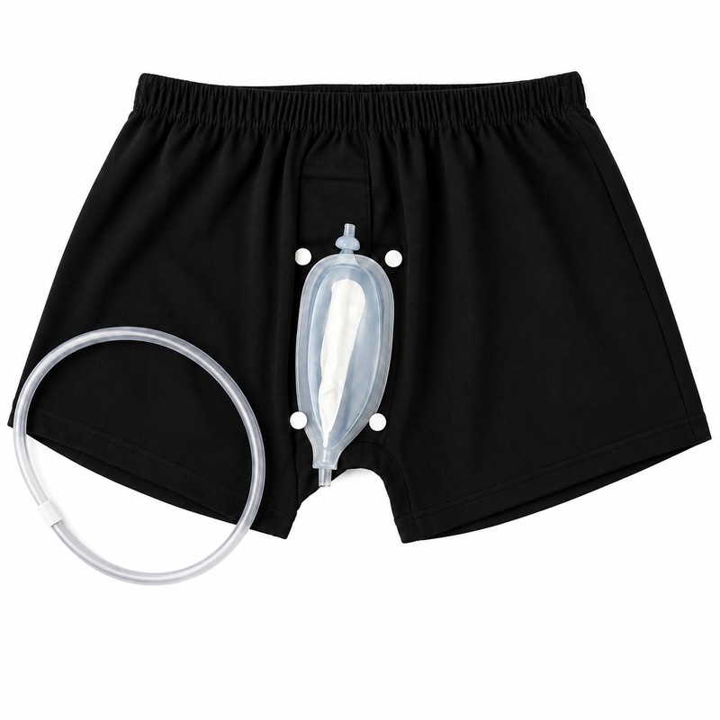 Men's Reusable Urine Collection Kit with External Funnel, Adjustable Underwear