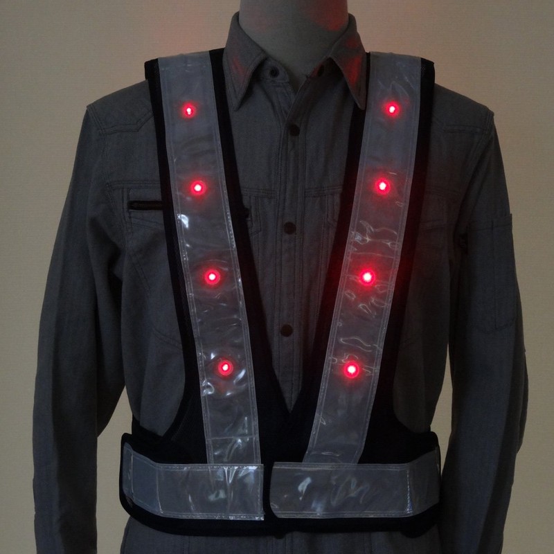 LED Safety Vest Reflective Material Width 6cm, Navy/White