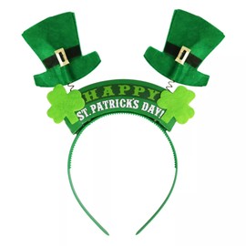 'Happy St Patrick's Day' Green Leprechaun Spring Head Bopper Headband