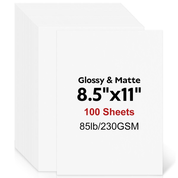 Invinton 100Pcs White Cardstock 8.5x11, 230gsm Card Stock for Printer,