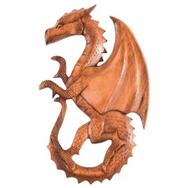 Windalf Wall Picture Sapphire 29 cm Dragon Handmade Wooden