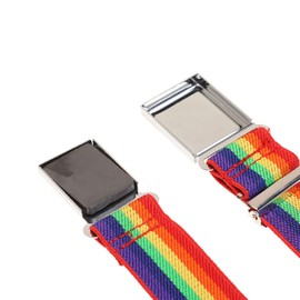 Kajeer Gürtel für Jungen Mädchen Verstellbar - Großer Elastischer Stretchgürtel mit einfacher Magnetschnalle für 2-15 jährige Jungen und Mädchen (Regenbogenstreifen)