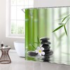 Aeici Shower Curtain 90x180cm Shower Curtain Washable Bamboo Green Pebble