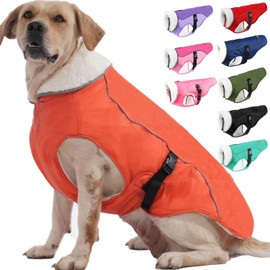 EMUST Dog Jacket Winter, Cozy Windproof Dog Jacket for Cold Weather, Solid Color Dog Vests for Winter for Medium Dogs, Orange, M
