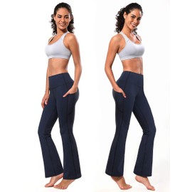 BUBBLELIME 29"/31"/33"/35" Women's Long Bootleg High Waist Yoga Capri Out Pockets Tummy Control Workout Bootcut