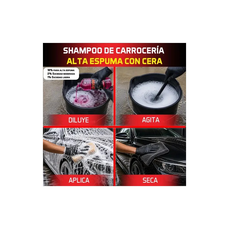 Shampoo Liquido Nitro Alta Espuma Cera Protección Brillo 900ml