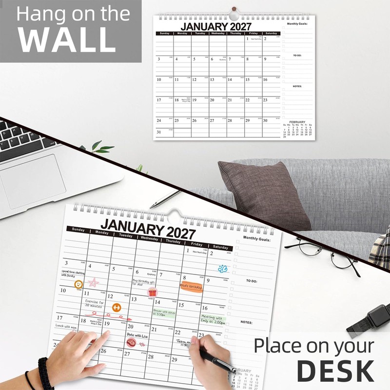 18 Month Wall Calendar 2026-2027 11x8.5 Inch, Monthly Planner Jul