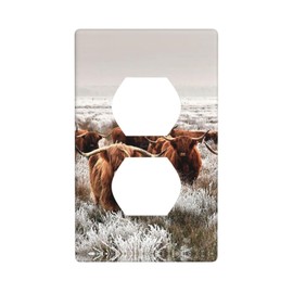 Highland Cow Country Farm Home 1 Gang Outlet Cover Outlet Light Switch Cover Decorative Single Duplex Wall Plate Cover For Home Living Bedroom Kitchen Decorative