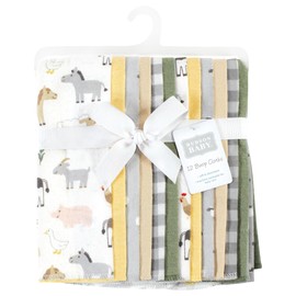Hudson Baby Unisex Baby Cotton Flannel Burp Cloths Bundle, Cute Farm, One Size