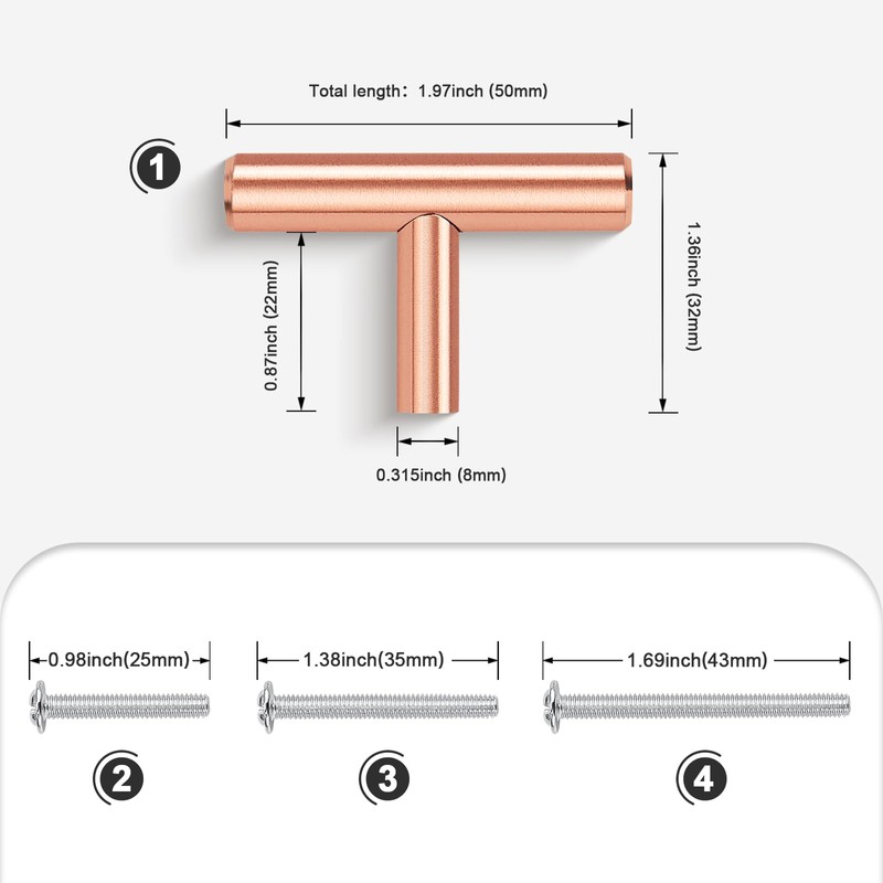 EZRENOVA 20 Pack Rose Gold Cabinet Handles and Knobs -