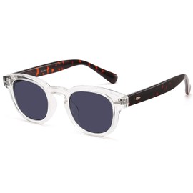 Gtand Unisex Vintage Retro Round Style Tinted Sunglasses For Men Women Fashion Circle Sun Glasses 46mm, C34 Crystal Frame/Gray Lens/Tortoise Temples, 46mm