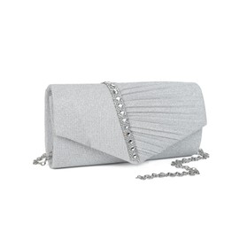 Gladdon Women's Glitter Evening Bag, Shiny Elegant Envelope Bag, Rhinestone Cross Body Shoulder Bag for Wedding, Party, Banquet, Holidays, Gift, A-silver, S