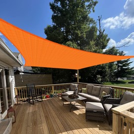 E&K Sunrise 17' x 21' Sun Shade Sail Rectangle Canopy Shade Cover UV Block for Patio Backyard Garden Outdoor (Orange)