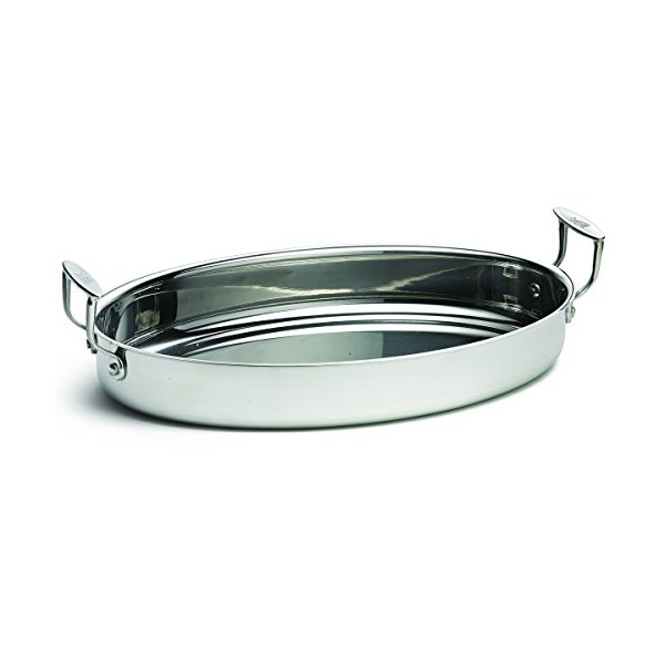TableCraft Products CW2044 Tri-Ply Oval Pan with 2 Handles, 10"