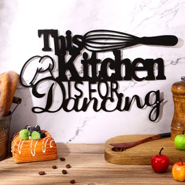 Hotop Black Kitchen Metal Sign, Farmhouse Kitchen Pictures Wall Decor Rustic Country Wall Art for Mardi Gras Easter Home Dining Room Accessories, 14 x 8.8 Inches(Novel Style)