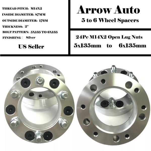 ARROW 4PC 5x135mm TO 6X135mm Wheel Spacers Ford F-150 Expedition