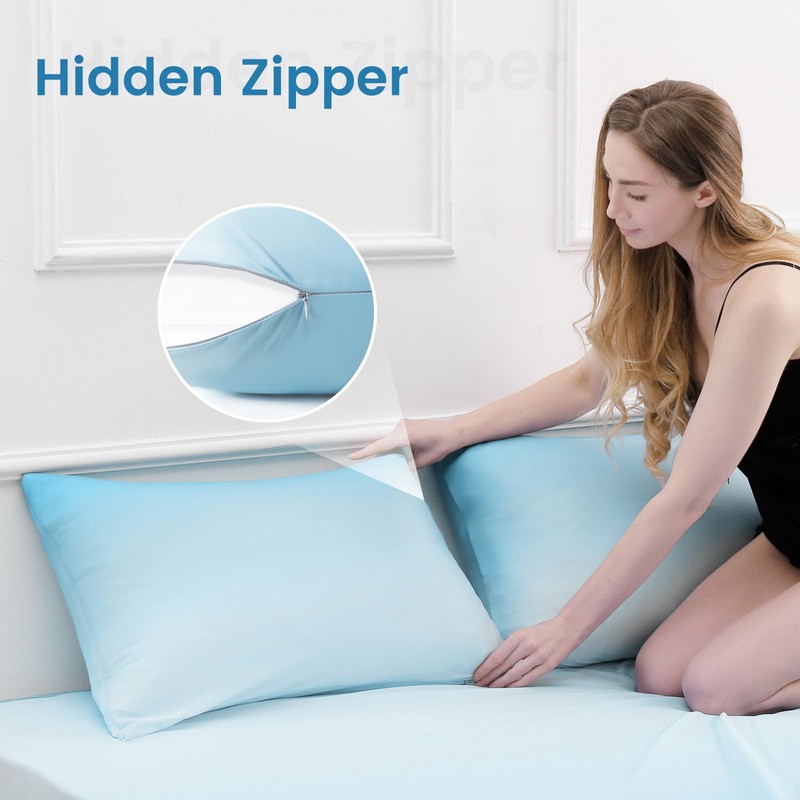 Luxear Cooling Pillow Cases, 2 Pack Queen Size Arc-Chill Q-max