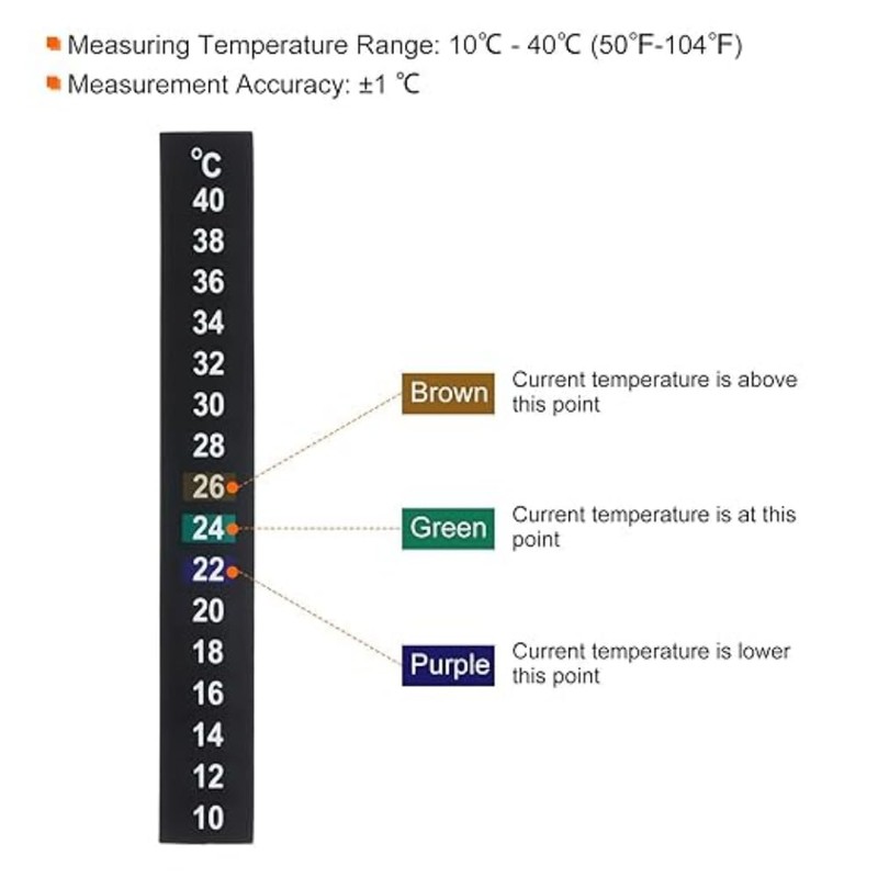 2Pcs Durable Discoloration Thermometer Stick-on Aquarium Temperature Fish Tank Temperature