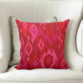SPXUBZ Boho Chic Red Pink Fuchsia Ikat Tribal Tapestry Pillow Cover Decorative Home Decor Nice Gift Square Indoor/Outdoor Pillowcase Size: 20x20 Inch(Two Sides)