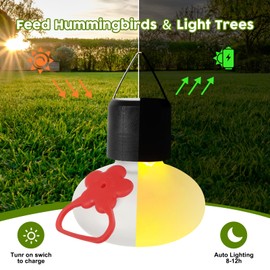 Headak Life 6 Pack Solar Hummingbird Feeders for Outdoors,Solar Hanging Lights Waterproof,Glass Hummingbird Feeder Individual or Chain Hanging,Garden Decor for Outside(Frosted Clear)