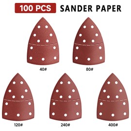 PMIQSA 100PCS 180 Grits Sanding Pads Mouse Sander Pads 11 Hole Sanding Sheets Hook Sandpaper Sheets for Multitool Detail Sander Paper