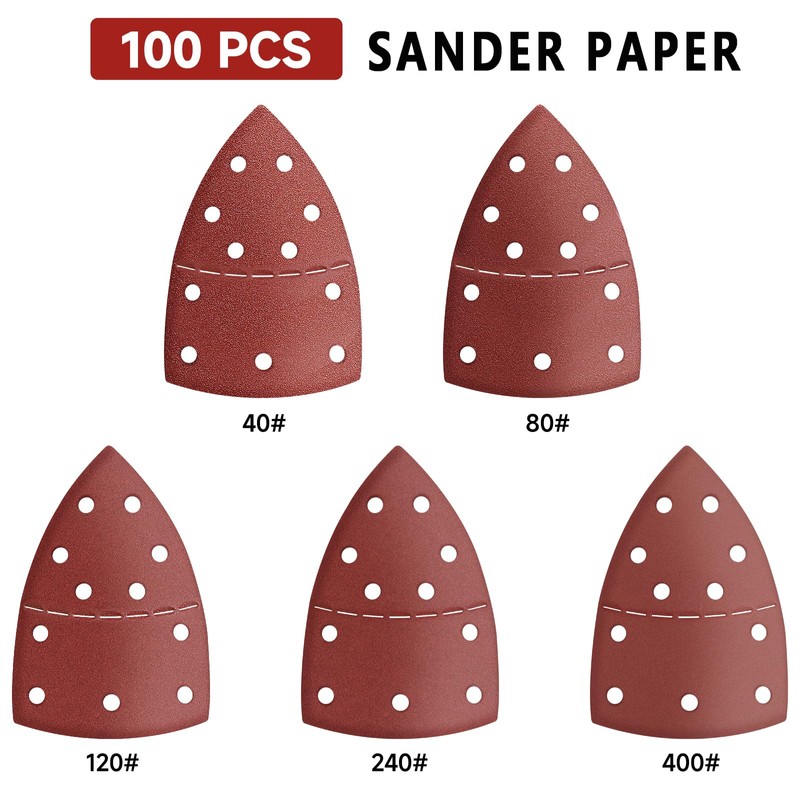 PMIQSA 100PCS 180 Grits Sanding Pads Mouse Sander Pads 11