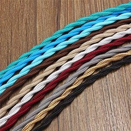 SupLucktar 5m Vintage 2 Core Twisted Braided Cloth Cable Wire Electrical Lighting Cord