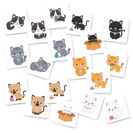 Kitten Temporary Tattoos/Pack of 36 / Skin Safe/Kids Birthday Party Supplies/Goodie Bag Filler/Party Favors