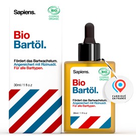 Organic Sapiens Barbershop Men's Beard Oil - Natural Beard Care Oil Cosmos Organic Certified with Castor Oil - Moisturises Promotes Growth - Beard Oil for Men - 30 ml (Pack of 1)