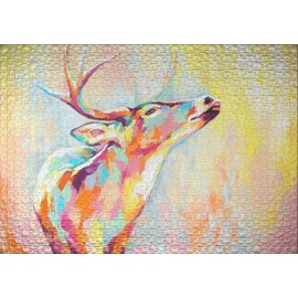 Ulmer Puzzleschmiede - Art Puzzle Colourful Deer - Modern Oil Painting as a Classic 1000 Piece Puzzle - The Painted Deer as an Abstract Animal Puzzle