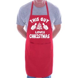 This Guy Loves Christmas Santa BBQ Cooking Funny Novelty Apron Red