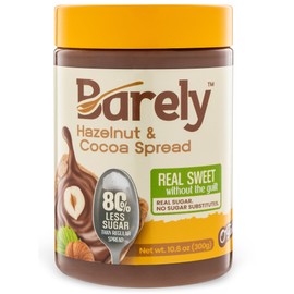 Hazelnut & Cocoa Spread by Barely, Low Sugar & No Artificial Sweeteners, Vegan, Keto Friendly, Delicious Chocolate Spread & Dessert Dip – High in Fiber with just 3.2 g Cane Sugar per Serving (1-Pack)