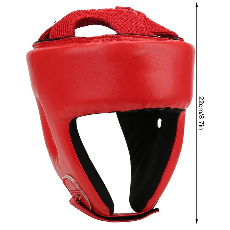 Boxing Helmet PU Leather Adjustable Head Guard Sanda Kickboxing Training