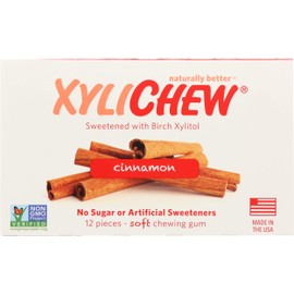 Xylichew Cinnamon Soft Chewing Gum, Sugar Free, No Artificial Sweetener, 12 Pieces (Pack of 24)