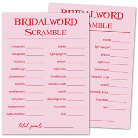 ZSHFMY Bridal Shower Games Cards for 30 Guests, Funny Party Games for Wedding Shower Engagement Newlywed Wedding Reception, Bridal Shower Games Set - Bridal Word Scramble -009