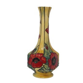 Old Tupton Ware Yellow Poppy Bud Vase 7" Hand Made & Painted Tube Lined 1691