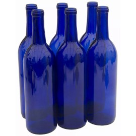 ATCS 6 Pk Cobalt Blue Wine Bottles for Wine Bottle Holder Tree Garden Art Yard Decor