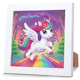 Mafenr Art Children's Diamond Painting with Frame, Cartoon Diamond Painting Children from 4 6 8 10 Years, Diamond Painting Pictures Children for Gifts and Family Décor 18 x 18 cm