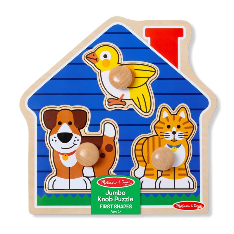 Melissa & Doug Pet Animals Jumbo Knob Puzzle, Wooden Peg
