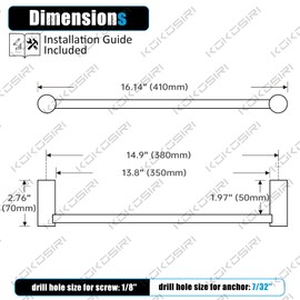 KOKOSIRI Towel Bars Matte Black 16-Inch Single Rod for Bathroom and Lavatory Towel Holder Stainless Steel Bathroom Accessory Wall Mounted, B4007BK-L16