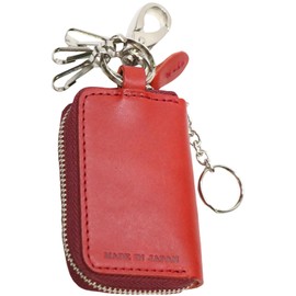 Berkut Tochigi Leather, Luxury Jeans, Genuine Leather, Smart Key Case, 3 Layers, Canabira KYY Zipper, Made in Japan, red