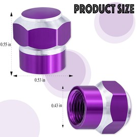 MEAJOO 4PCS Car Tire Valve Stem Caps, Corrosion Resistant Leak-Proof, Aluminum Alloy Wheel Valve Covers with Rubber O-Ring, Universal for Cars, SUV, Trucks, Bikes, Motorcycles, Bicycles(Purple)