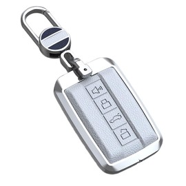 ontto Metal Key fob Cover fit for Great Wall GWM WEY TANK 300 500 400 700 2022 2023 keychain accessories Leather Smart Key Case shell Holder Keyring auto styling 4 buttons White
