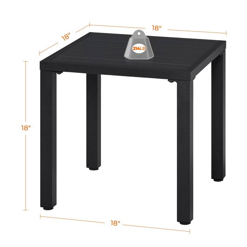 Yaheetech Outdoor Side Table, Small Metal Square Side Table, Easy