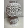 Unbranded White Table Scalloped Wicker Lamp 14"